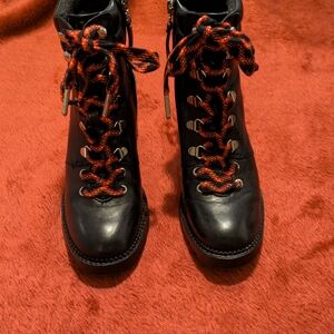 Sam Edelman women's black leather combat lace up ankle boots, size 6M